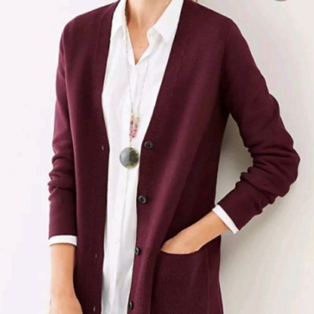 J. Jill Long Plum Cardigan